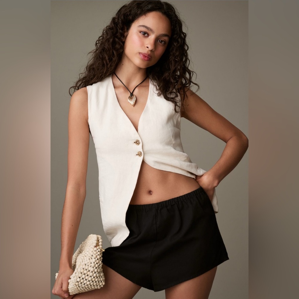 ✨ Anthropologie Linen Tap Shorts Sz XL - Picture 2 of 7